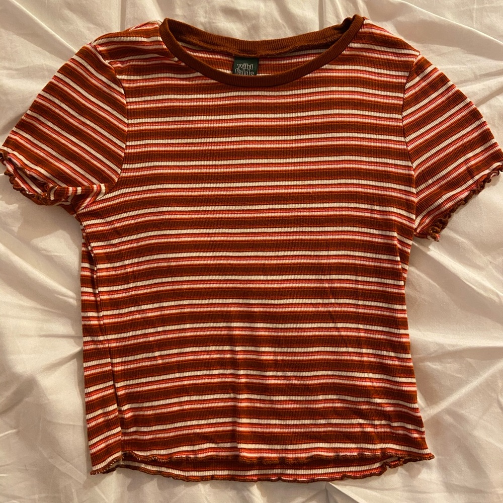 Orange and Red stripped crop top.